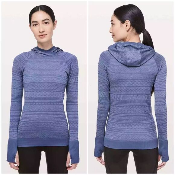Lululemon Rest Less Hoodie Gatsby Blue / White a yoga athletic size 2 - Picture 1 of 13